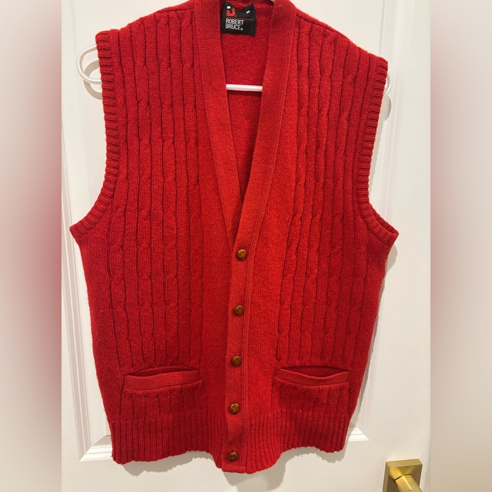 Vintage Cable Knit Red Robert Bruce Sweater Vest M